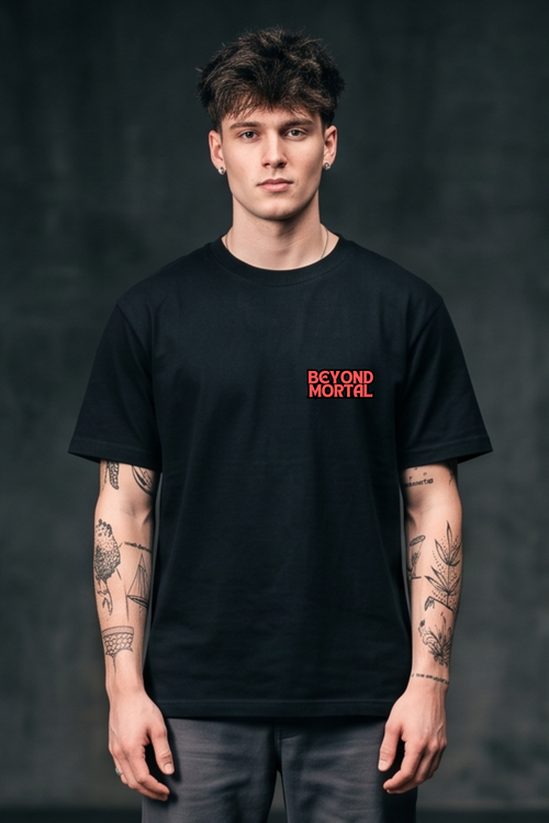 Beyond Mortal Typography Oversized Printed T-Shirt