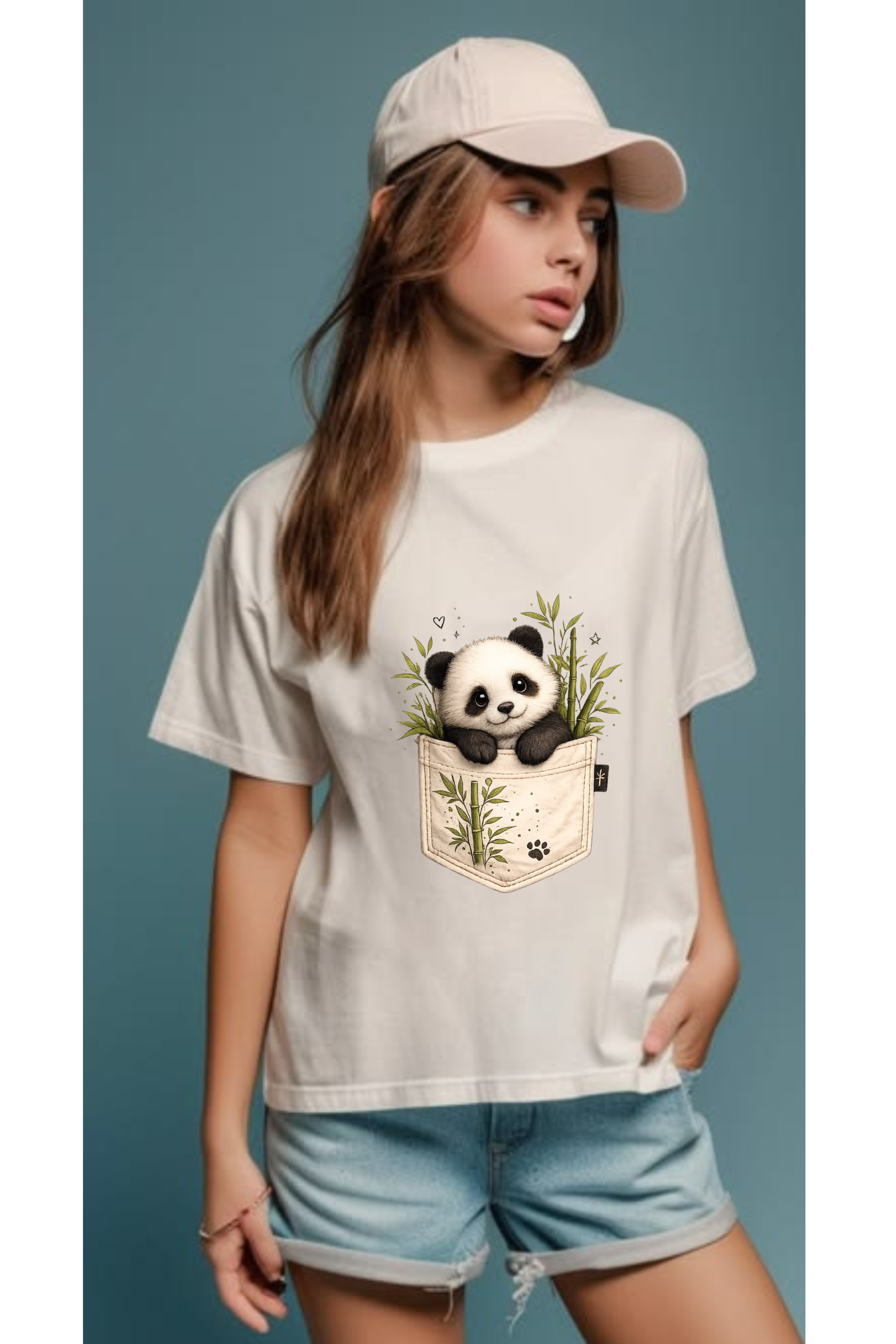 Panda In Pocket Printed T-Shirt