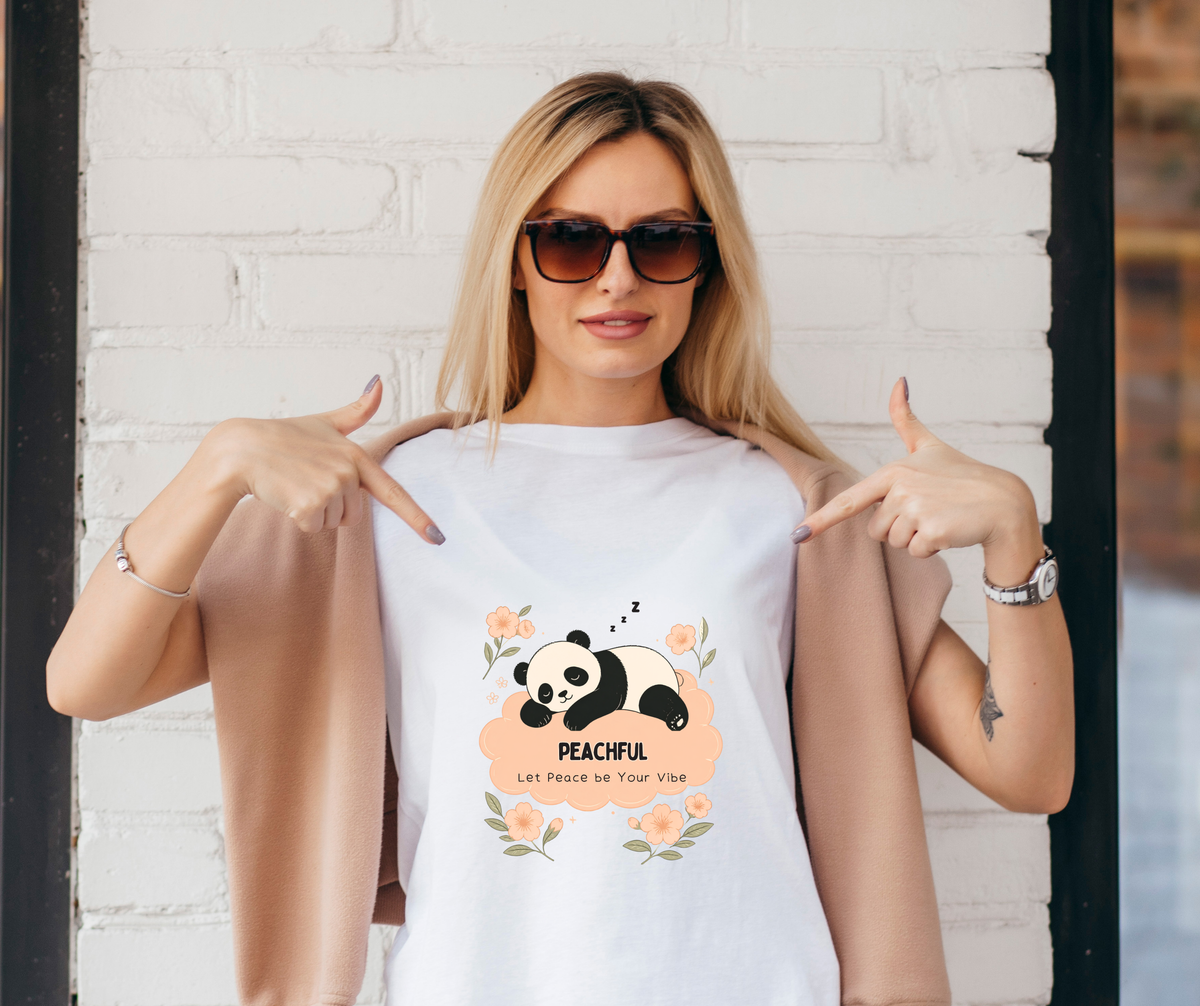 Peachful Panda Printed T-Shirt